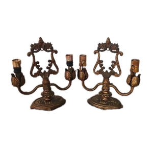 Vintage Ornate Brass Wall Sconces (Pair)